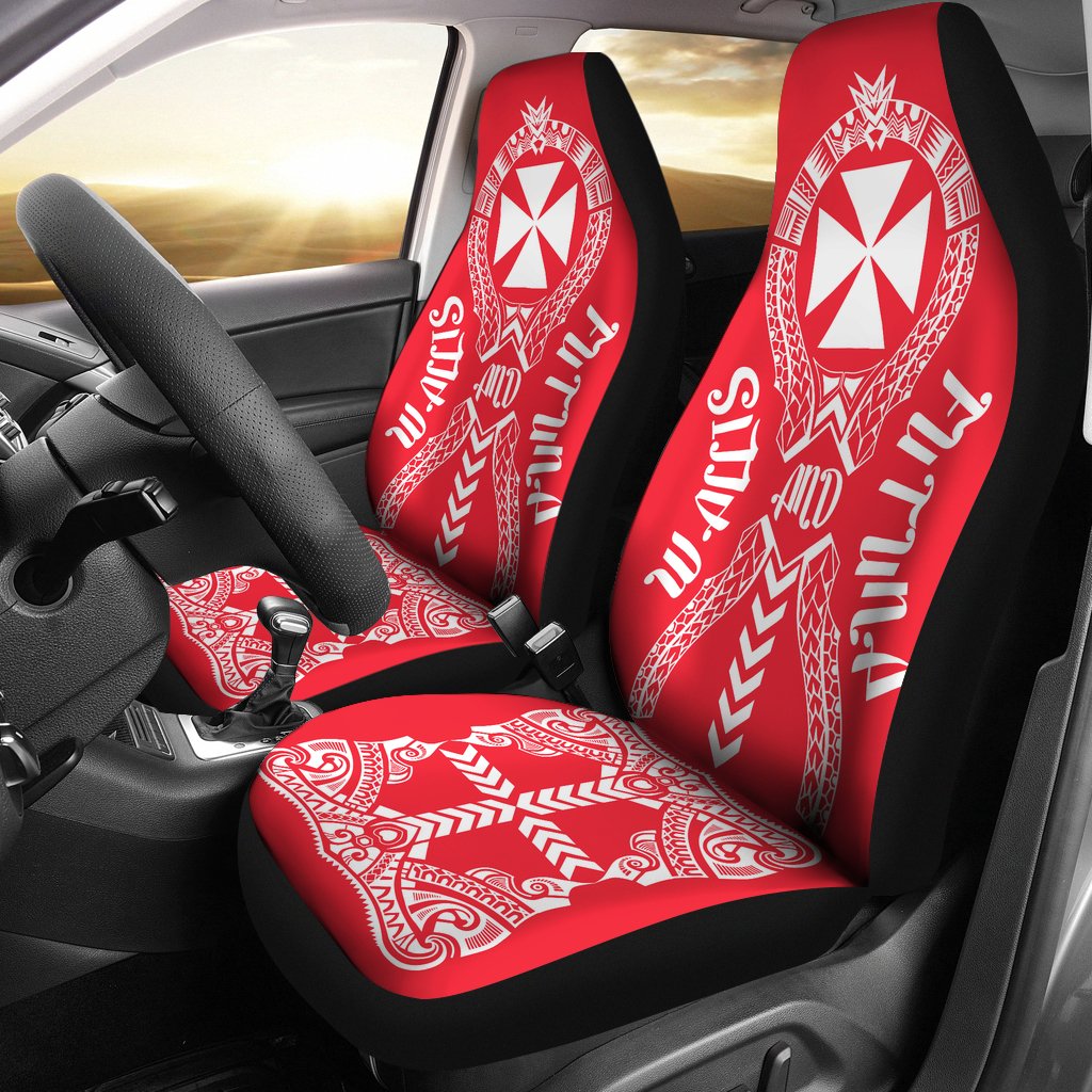 Wallis And Futuna Car Seat Covers - Wallis And Futuna Coat Of Arms Polynesian Tribal Red Universal Fit Red - Polynesian Pride