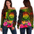 Federated States of Micronesia Polynesian Off Shoulder Sweater - Hibiscus and Banana Leaves Art - Polynesian Pride