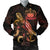 Samoa Polynesian Men's Bomber Jacket - Turtle With Blooming Hibiscus Gold Gold - Polynesian Pride