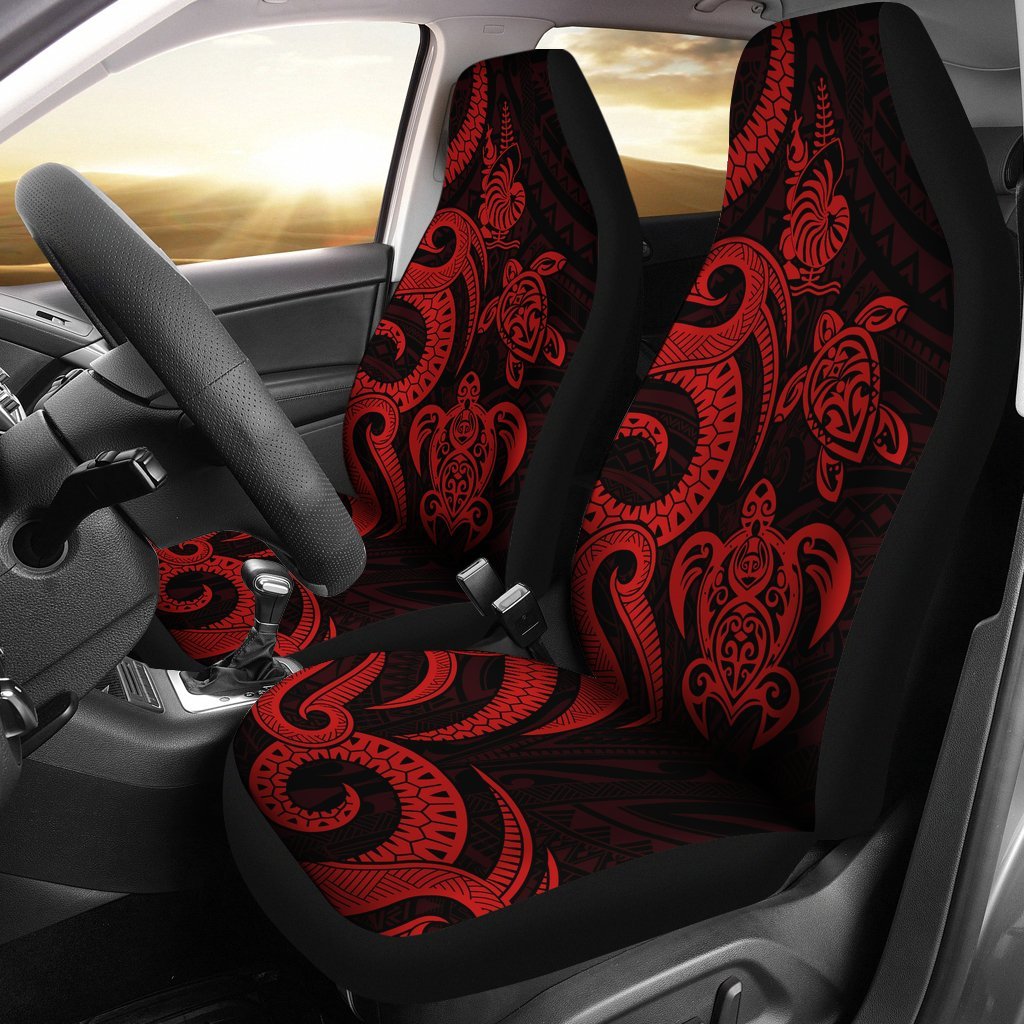 New Caledonia Car Seat Covers - Red Tentacle Turtle Universal Fit Red - Polynesian Pride