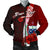 Samoa Polynesian Custom Personalised Men's Bomber Jacket - Coat Of Arm With Hibiscus Red - Polynesian Pride