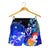 American Samoa Polynesian Women's Shorts - Humpback Whale with Tropical Flowers (Blue) - Polynesian Pride