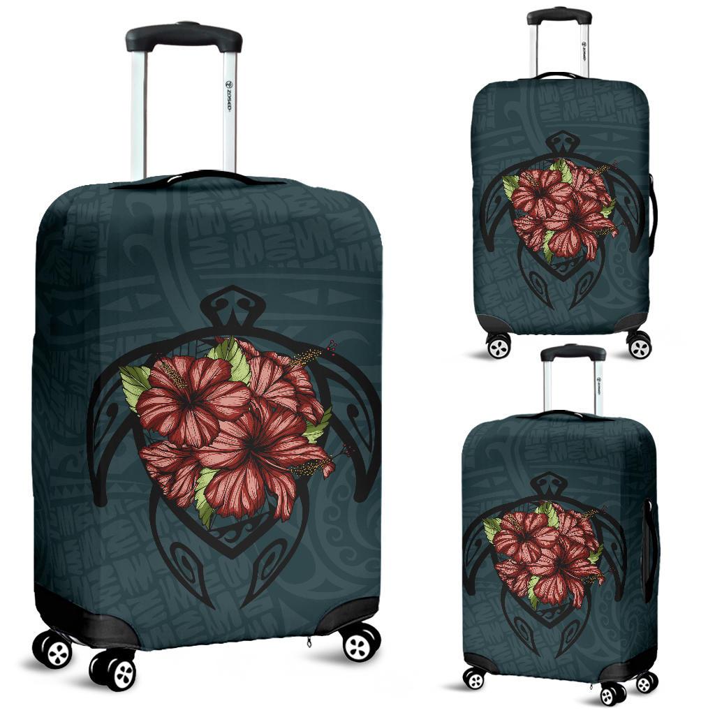 Hawaii Turtle Hibiscus Polynesian Luggage Covers Green - Polynesian Pride