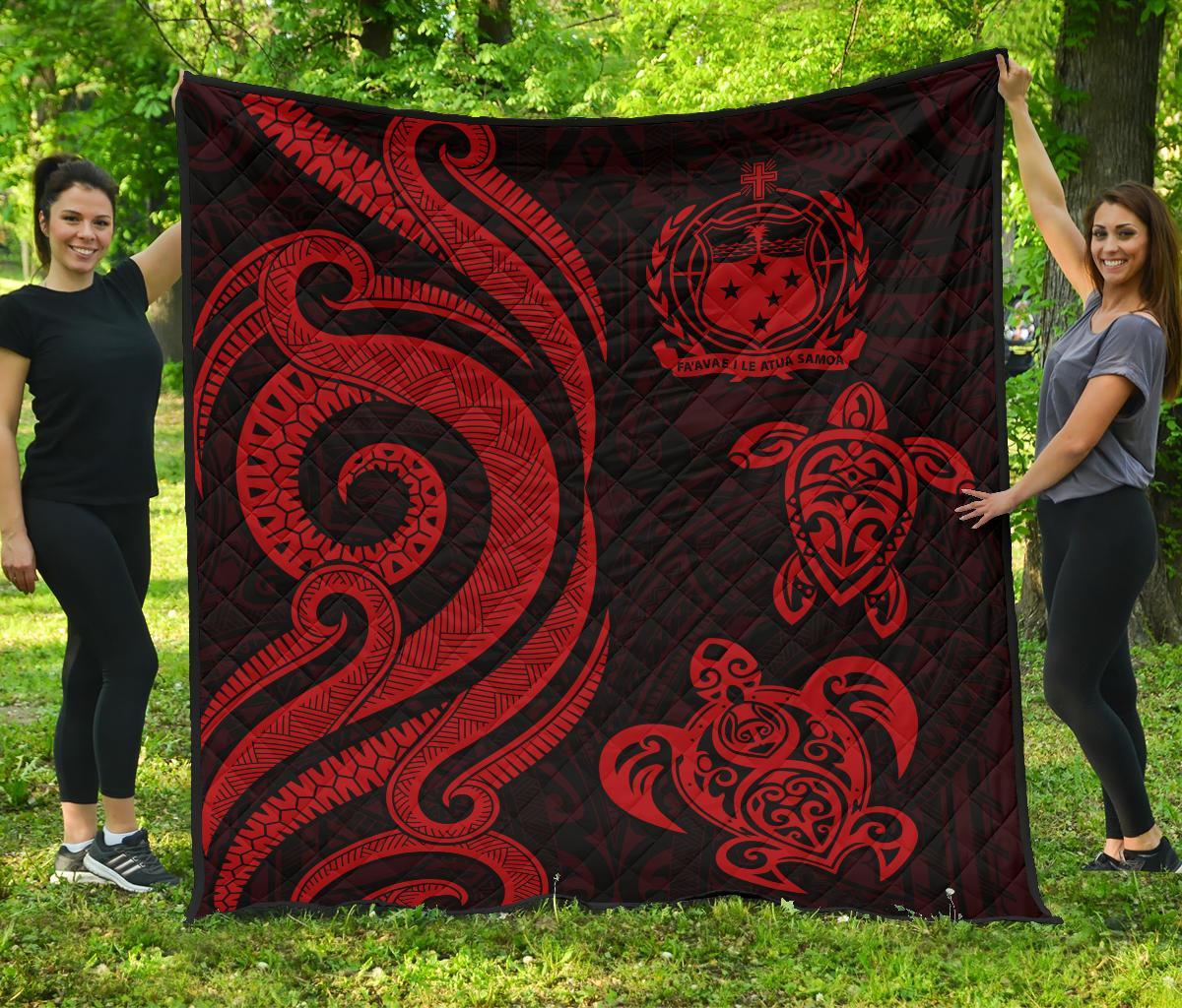 Samoa Premium Quilt - Red Tentacle Turtle Red - Polynesian Pride