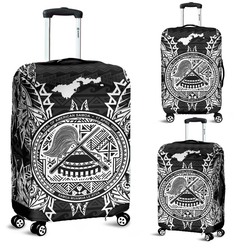 American Samoa Polynesian Luggage Covers Map Black Black - Polynesian Pride