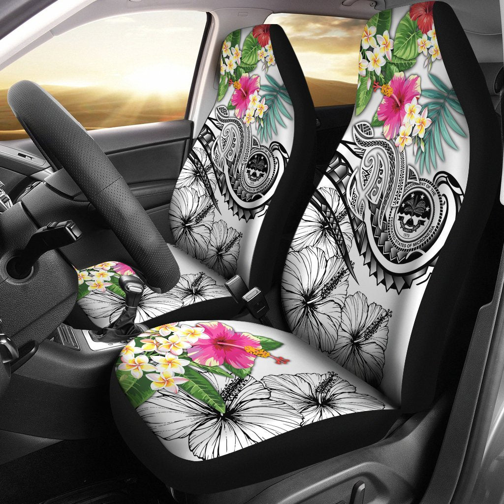 FSM Polynesian Car Seat Covers - Summer Plumeria (White) Universal Fit White - Polynesian Pride