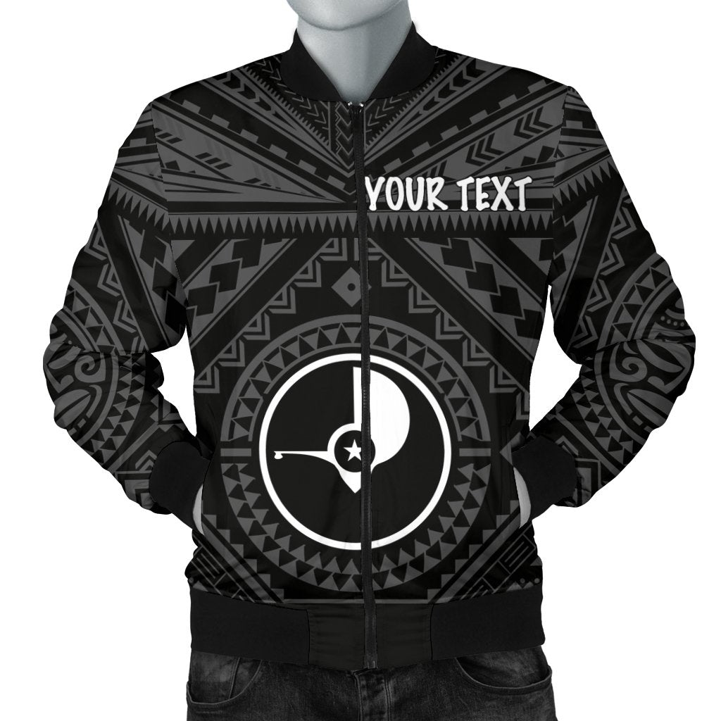 Yap Personalised Men's Bomber Jacket - Yap Seal With Polynesian Tattoo Style Black - Polynesian Pride