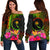 Chuuk Polynesian Women's Off Shoulder Sweater - Hibiscus and Banana Leaves Art - Polynesian Pride