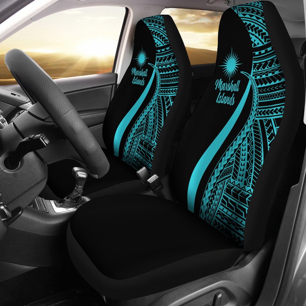 Marshall Islands Car Seat Covers - Turquoise Polynesian Tentacle Tribal Pattern Universal Fit Turquoise - Polynesian Pride