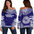 American Samoa Flag Polynesian Chief Women's Off Shoulder Sweater Blue - Polynesian Pride