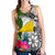 Tokelau Women's Racerback Tank White - Turtle Plumeria Banana Leaf - Polynesian Pride