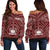 Samoa Personalised Women's Off Shoulder Sweater - Samoa Seal In Polynesian Tattoo Style (Red) - Polynesian Pride