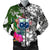 Samoa Custom Personalised Men's Bomber Jacket White - Turtle Plumeria Banana Leaf White - Polynesian Pride