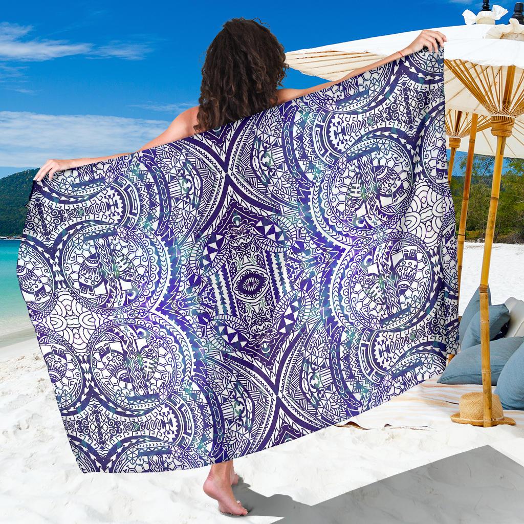 Polynesian Sarong Violet Premium Polyester White One Size - Polynesian Pride