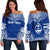 Guam Polynesian Chief Custom Personalised Women's Off Shoulder Sweater - Flag Version Blue - Polynesian Pride