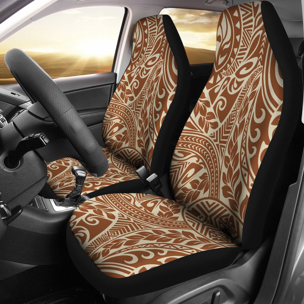 Polynesian Car Seat Cover - Polynesian Tattoo 41 Universal Fit Brown - Polynesian Pride