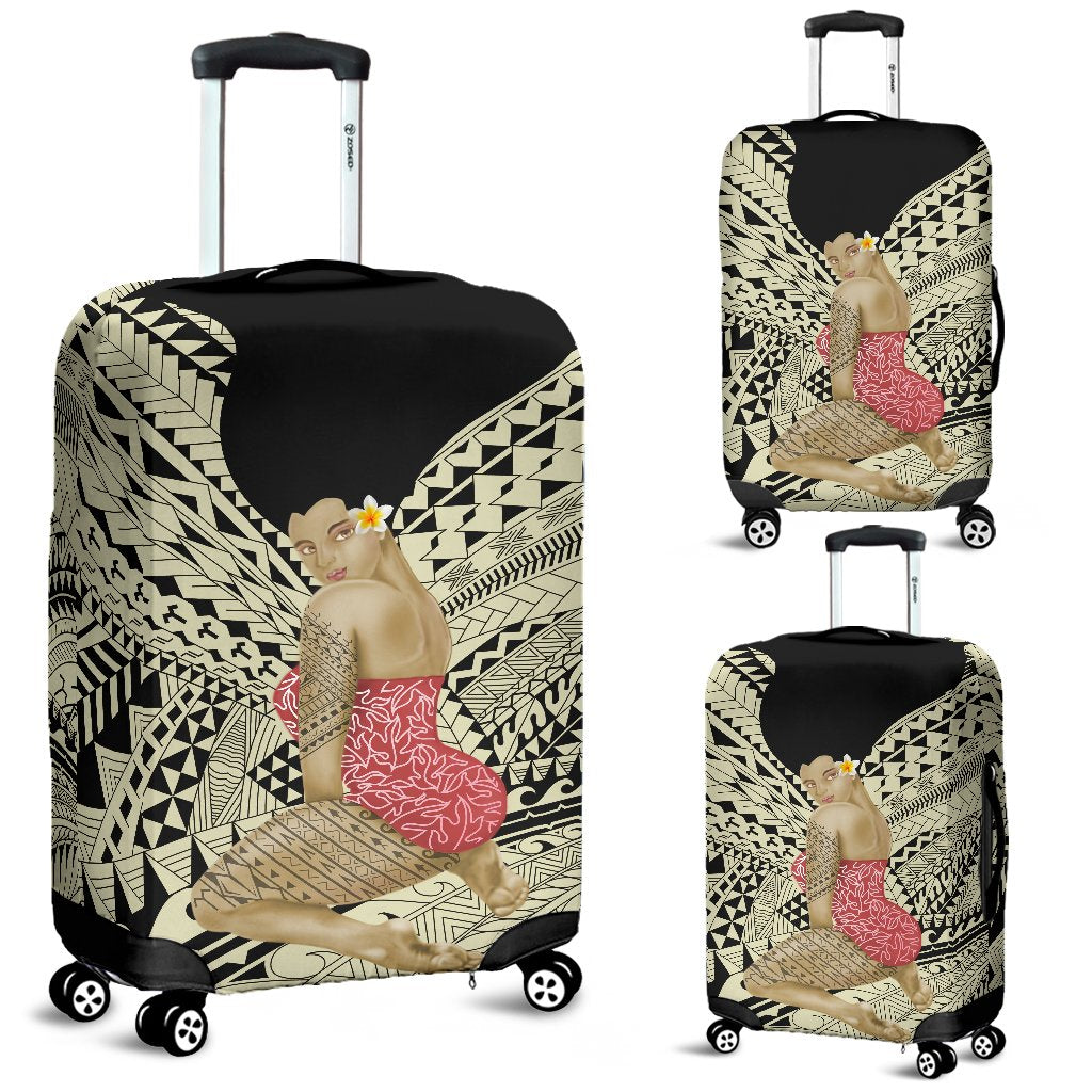 Hawaii Polynesian Hula Girl Wearing Plumeria Luggage Covers Art - Polynesian Pride