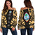 Guam Women's Off Shoulder Sweater - Polynesian Tattoo Gold Gold - Polynesian Pride