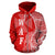 Wallis and Futuna Polynesian Zip up Hoodie Coconut Tree Red and White - Polynesian Pride