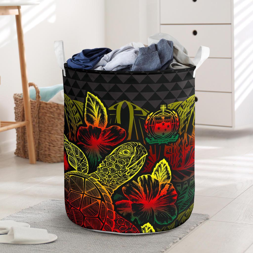 Samoa Laundry Basket - Polynesian Turtle Hibiscus Reggae Laundry Basket One Size Reggae - Polynesian Pride