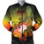 Fiji Custom Personalised Men's Bomber Jacket - Humpback Whale with Tropical Flowers (Yellow) Yellow - Polynesian Pride