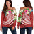 Wallis and Futuna Polynesian Women's Off Shoulder Sweater - Summer Plumeria (Red) Red - Polynesian Pride