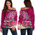 Tahiti Custom Personalised Women's Off Shoulder Sweater - Turtle Plumeria (Pink) Pink - Polynesian Pride