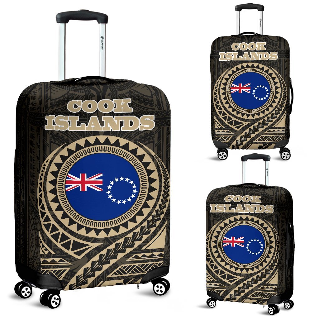 Cook Islands Polynesian Luggage Cover 2 Black - Polynesian Pride