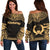 Pohnpei Polynesian Chief Women's Off Shoulder Sweater - Gold Version Gold - Polynesian Pride