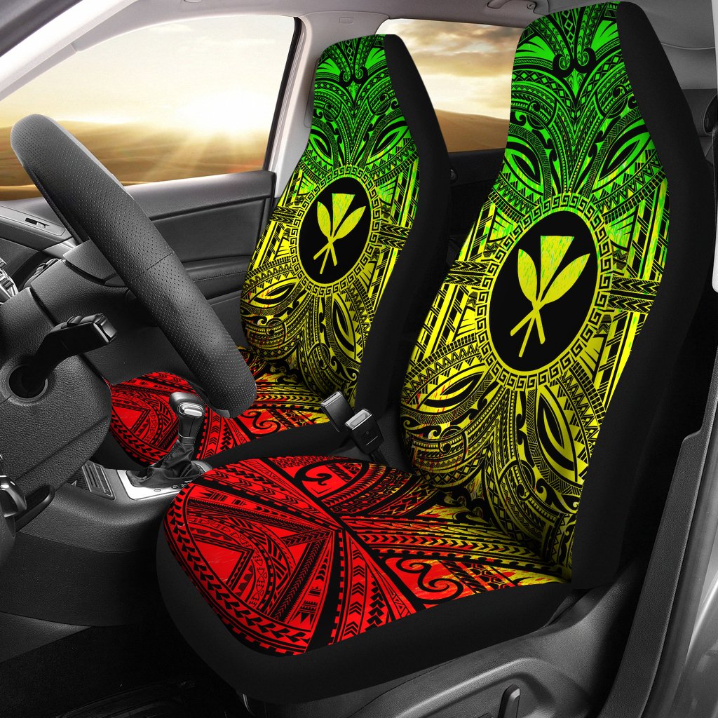 Kanaka Maoli Car Seat Cover - Kanaka Maoli Coat Of Arms Polynesian Reggae Style Universal Fit Reggae - Polynesian Pride