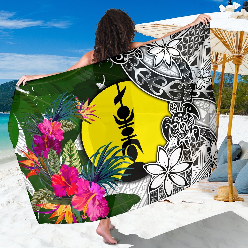 New Caledonia Sarong White - Turtle Plumeria Banana Leaf Sarong One Size White - Polynesian Pride