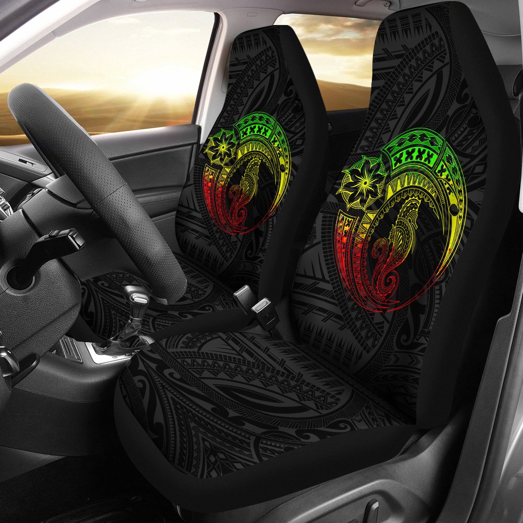 Seahorse Polynesian Car Seat Covers - Polynesian Tattoo Black Reggae Universal Fit Reggae - Polynesian Pride