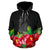 New Caledonia Polynesian Zip Hoodie Black Hibiscus - Polynesian Pride