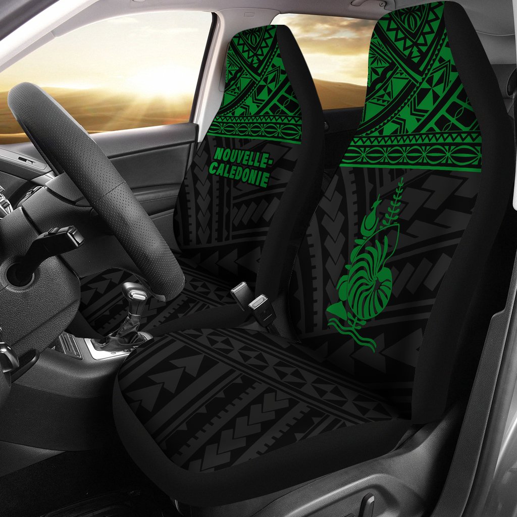 New Caledoni Car Seat Covers - New Caledoni Green Coat Of Arms Polynesian Tattoo Universal Fit Green - Polynesian Pride