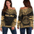 Palau Polynesian Chief Women's Off Shoulder Sweater - Gold Version Gold - Polynesian Pride