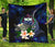 Samoa Polynesian Premium Quilt - Turtle With Plumeria Flowers Blue - Polynesian Pride