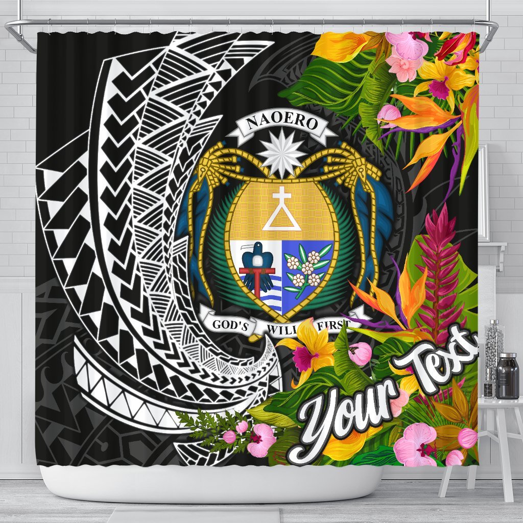 Nauru Shower Curtains - Custom Personalised Seal Spiral Polynesian Patterns 177 x 172 (cm) Black - Polynesian Pride