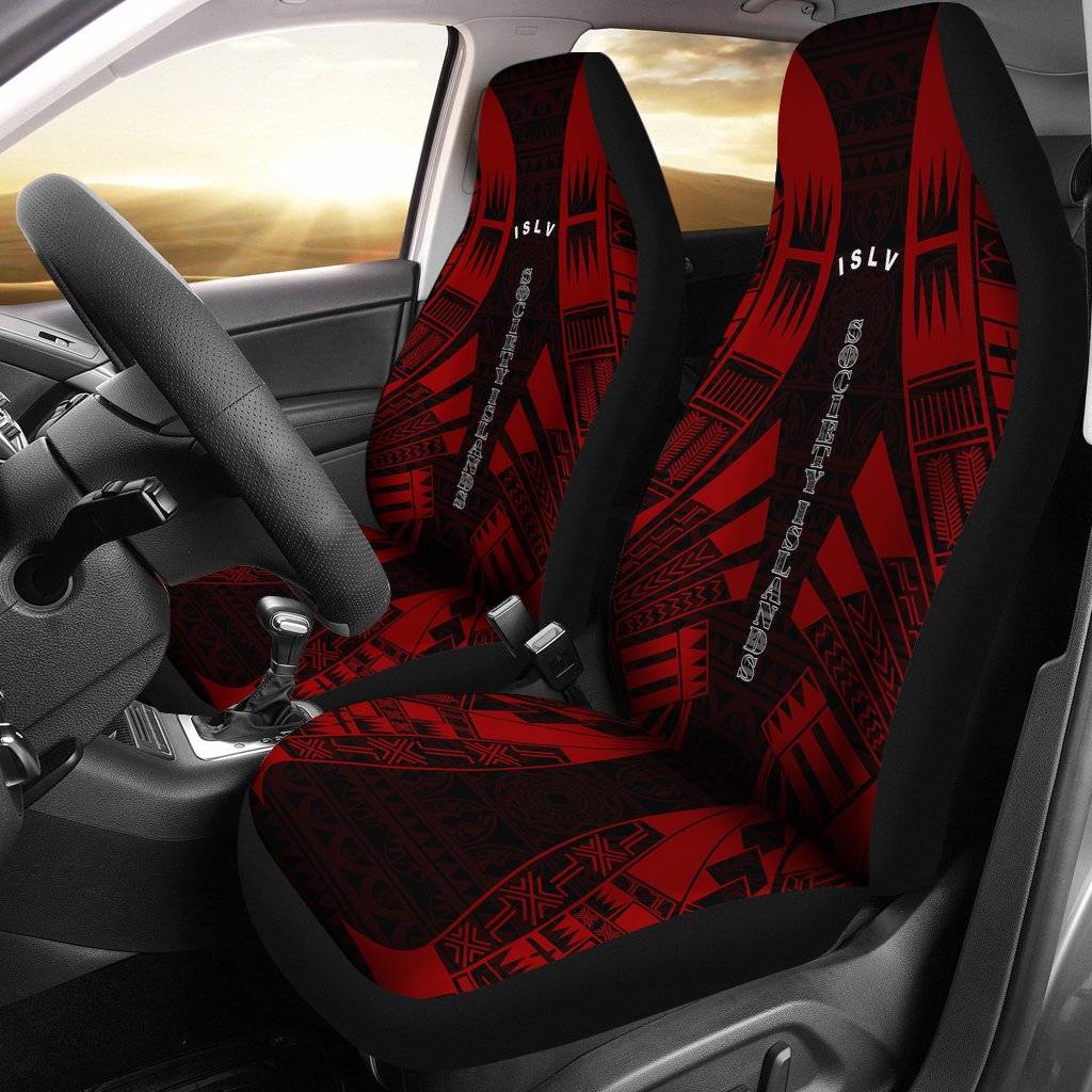 Society Islands Car Seat Covers - Society Islands Flag Polynesian Tattoo Red Universal Fit Red - Polynesian Pride