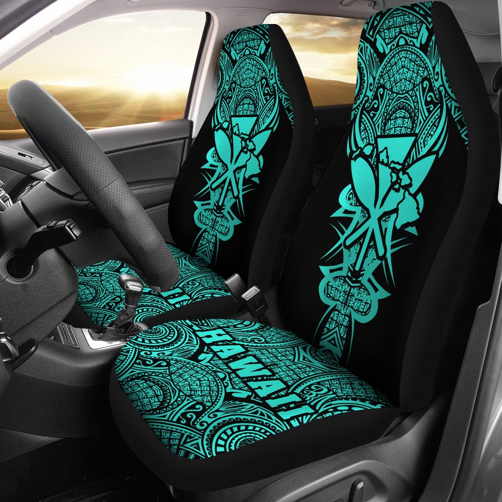 Kanaka Map Polynesian Car Seat Cover - Turquoise - Armor Style Universal Fit Blue - Polynesian Pride