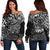 Samoa Polynesian Off Shoulder Sweater (Women) - White Turtle Flowing White - Polynesian Pride