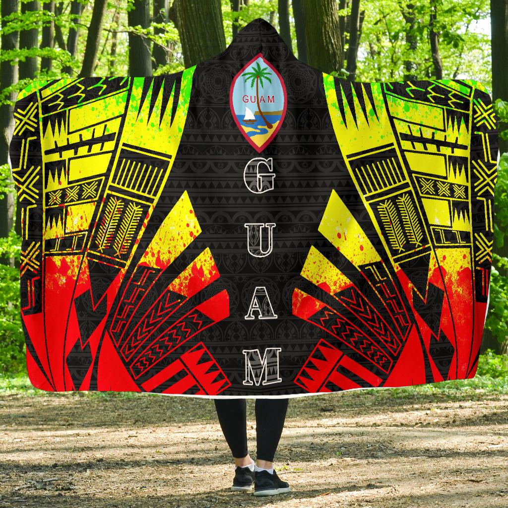 Guam Hooded Blanket - Polynesian Tattoo Reggae Hooded Blanket Reggae - Polynesian Pride