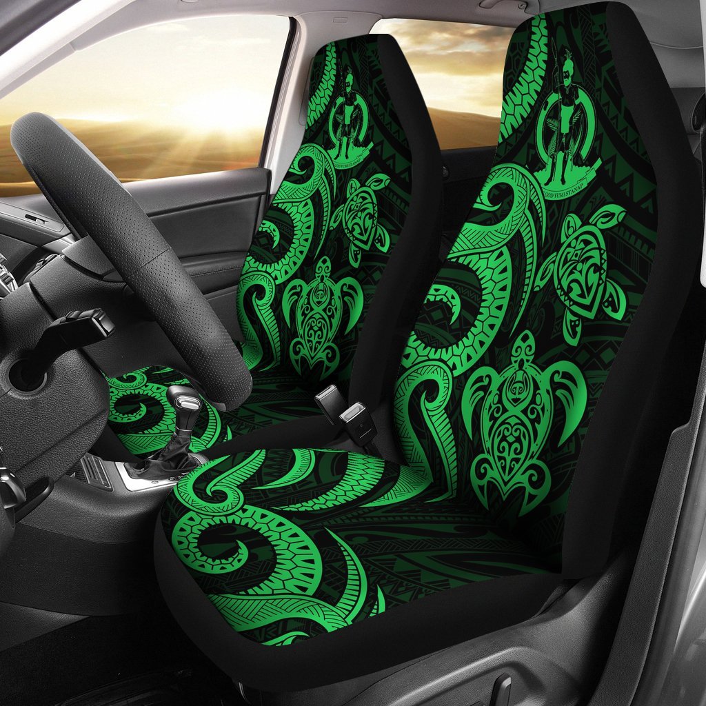 Vanuatu Car Seat Covers - Green Tentacle Turtle Universal Fit Green - Polynesian Pride