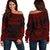 Guam Polynesian Chief Women's Off Shoulder Sweater - Red Version Red - Polynesian Pride