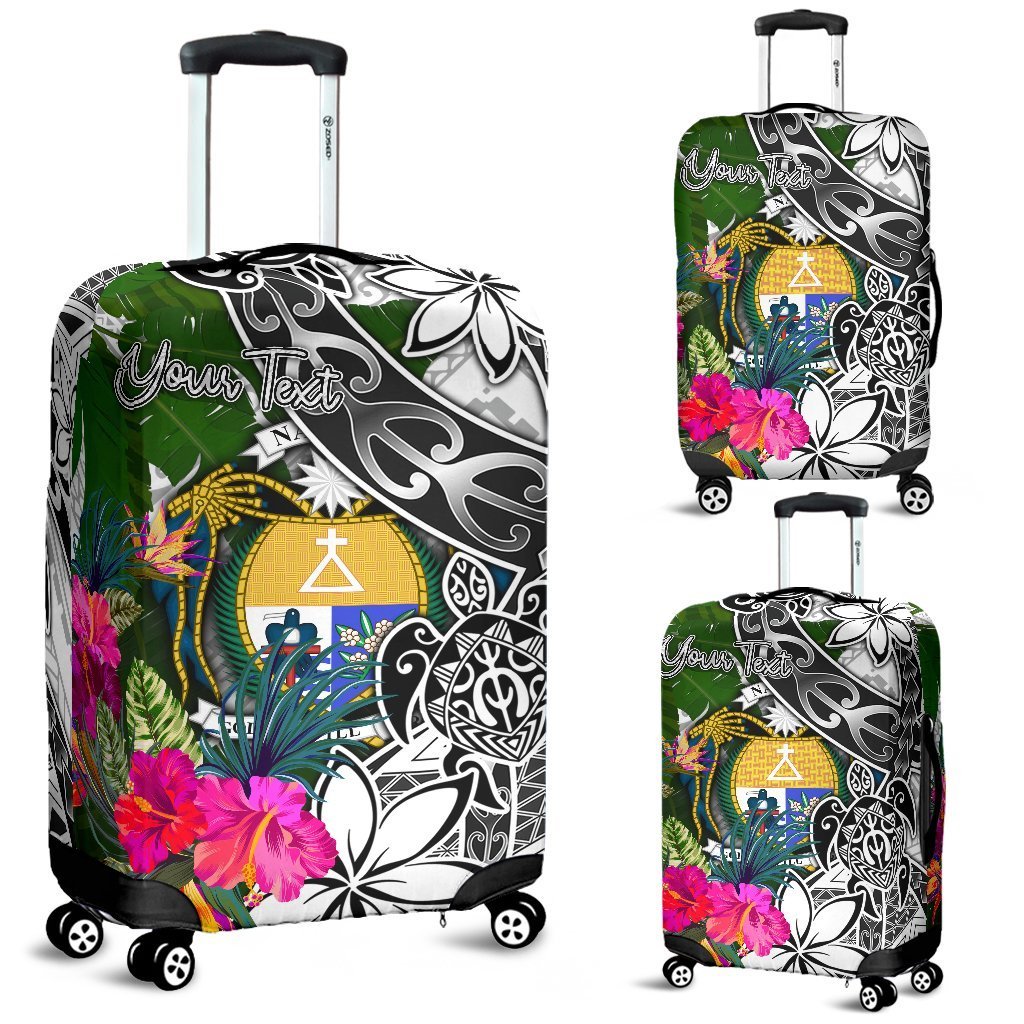 Nauru Custom Personalised Luggage Covers White - Turtle Plumeria Banana Leaf Crest White - Polynesian Pride