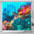 Cook Islands Shower Curtain - Sea Turtle Coral Treasure 177 x 172 (cm) BLACK - Polynesian Pride