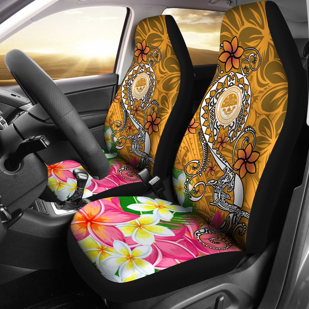 FSM Car Seat Covers - Turtle Plumeria (Gold) Universal Fit Gold - Polynesian Pride