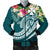 Wallis and Futuna Polynesian Men's Bomber Jacket - Summer Plumeria (Turquoise) Turquoise - Polynesian Pride