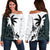 Fiji Coconut Tree Women Off Shoulder Sweater K4 Black - Polynesian Pride