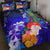 Custom Personalised Samoa Quilt Bed Set - Humpback Whale with Tropical Flowers (Blue) Blue - Polynesian Pride