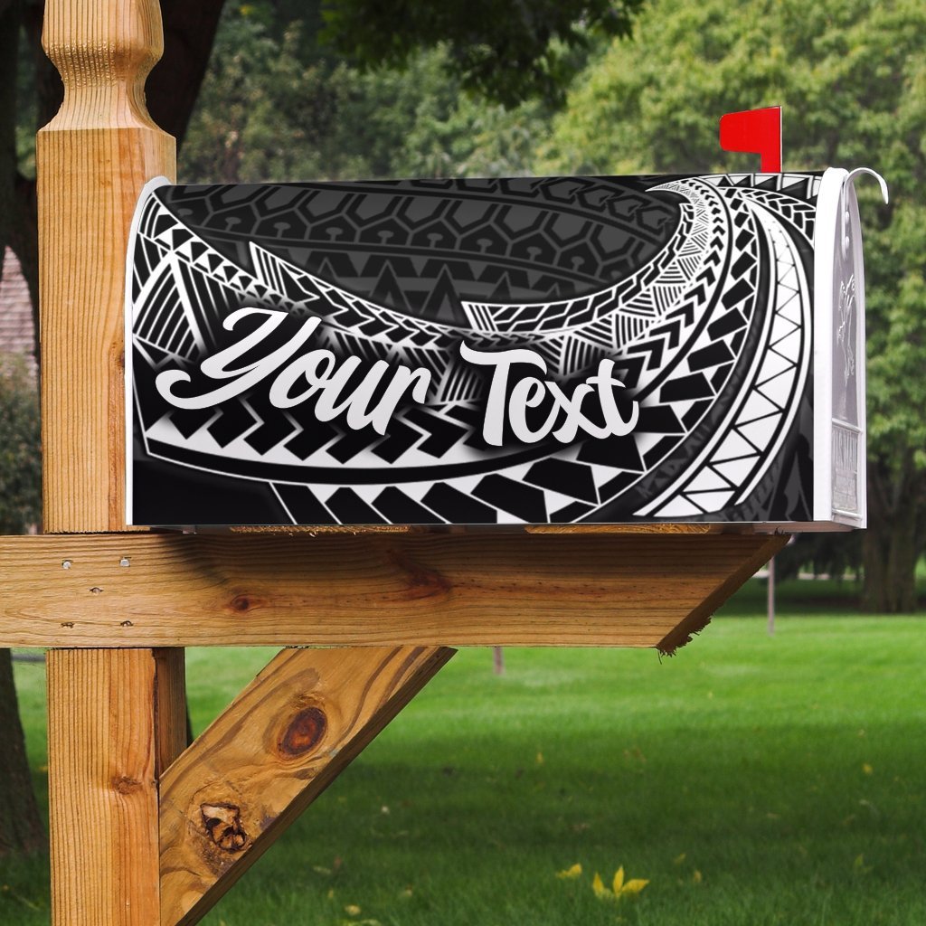 Tokelau Mailbox Cover - Custom Personalised Tropical Flowers Style Mailbox Cover - Tokelau Black - Polynesian Pride